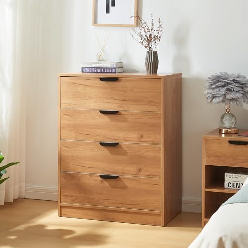 [en.casa] Kommode Varkaus mit 4 Schubladen Schrank Schlafzimmer Aufbewahrungsschrank 90 x 70 x 40 cm Flur Schubladenschrank Eichenoptik von [en.casa]