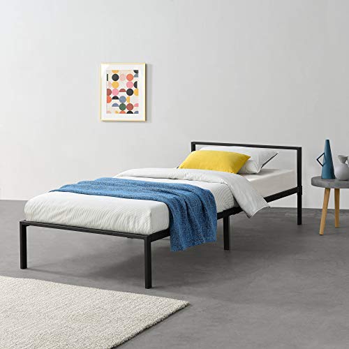 [en.casa] Metallbett 90x200 cm Minimalistisches Bettgestell Bett mit Lattenrost Stahl Schwarz von [en.casa]