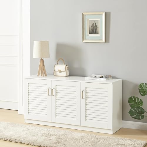 [en.casa] Schuhschrank Løten Flurschrank mit 6 Ablagen Sideboard Schuhregal bis zu 12 Paar Schuhablage Flurgarderobe 125x36x62cm Weiß von [en.casa]