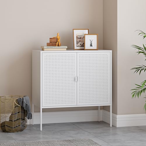 [en.casa] Sideboard Castelli Küchenschrank Metallschrank mit 2 Türen Buffetschrank Büroschrank Wohnzimmerschrank Flurschrank Aufbewahrungsschrank 82,5x80x40cm Stahl von [en.casa]