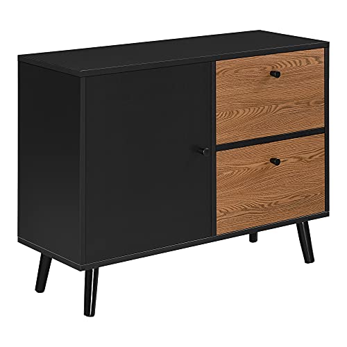 [en.casa] Sideboard Gislaved mit 3 Schranktüren 80x30x62,5cm Kommode Wandschrank Wohnzimmerschrank Schwarz/Dunkler Holzton von [en.casa]