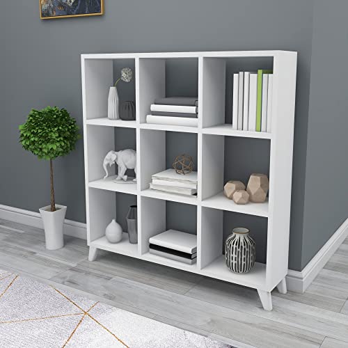 [en.casa] Standregal Svedala offenes Bücherregal 88 x 88 x 20 cm mit 9 Fächern Aufbewahrungsregal Raumteiler für Wohnzimmer Schlafzimmer Arbeitszimmer Organizer Weiß von [en.casa]