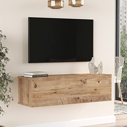 [en.casa] TV Hängeboard Lapinlahti Lowboard Hängeschrank 100 cm TV Board Fernsehtisch Wandregal hängend Eiche rustikal von [en.casa]