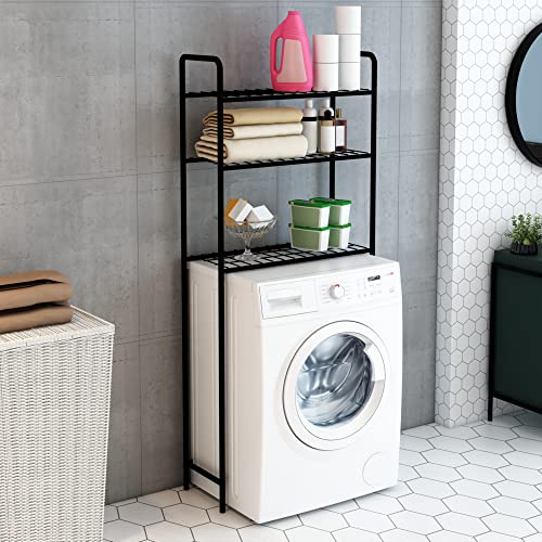 [en.casa] Waschmaschinenregal Nordborg Badezimmer Regal stehend Metall Standregal mit 3 Ablagen Toilettenregal Überbau für Waschmaschine 161 x 69 x 25 cm von [en.casa]