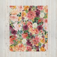 Super Weiche Decke Mit Oversized Blumen Print, 50x60 Wurfdecke Maschinenwaschbar, Hypoallergene | College Care Paket Geschenk von enframe