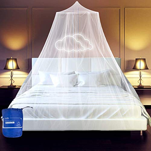 esafio Moskitonetz Bett, Groß Mückennetz inkl. Montagematerial, Moskitoschutz Doppelbetten mit extra großem Spannring für Zuhause auch auf der Reise von esafio
