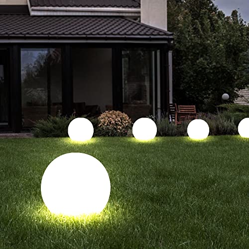 etc-shop Kugelleuchte Solar 10 cm Solarleuchte Kugel Garten LED Gartendeko Solarkugel für Außen klein, Leuchtdauer ca. 6-8 Stunden, H 38 cm, 5er Set von etc-shop