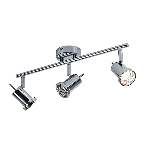 etc-shop Deckenleuchte 3 Flammig LED Deckenlampe Lichtschiene Deckenstrahler mit beweglichen Spots, Strahler schwenkbar, 3x LED 5W 400lm warmweiß, L 43 cm von etc-shop