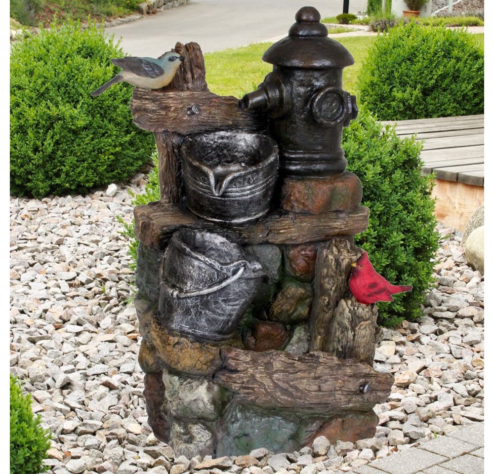 etc-shop Gartenbrunnen, Außen Bereich Spring Zier Brunnen Kaskade Stein Optik Eimer Garten von etc-shop