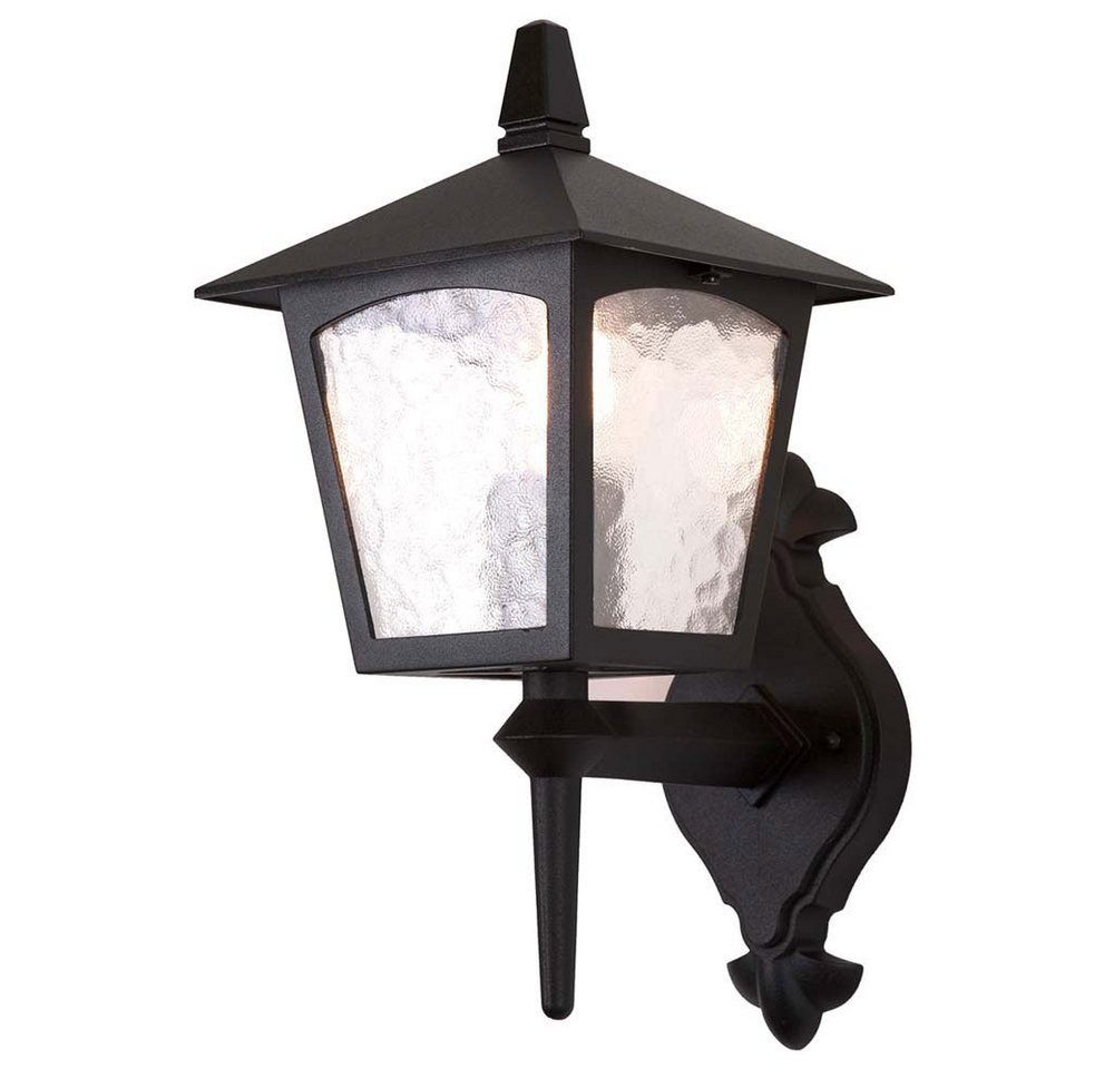 etc-shop Außen-Wandleuchte, Leuchtmittel nicht inklusive, Außenleuchte Laterne Wandlampe ALU-Druckguss Glas H 43,5 cm Schwarz 1 von etc-shop