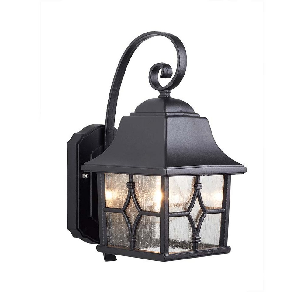 etc-shop Außen-Wandleuchte, Leuchtmittel nicht inklusive, Außenleuchte Wandlampe Laterne ALU Glas Schwarz H 32,8 cm Klassisch von etc-shop