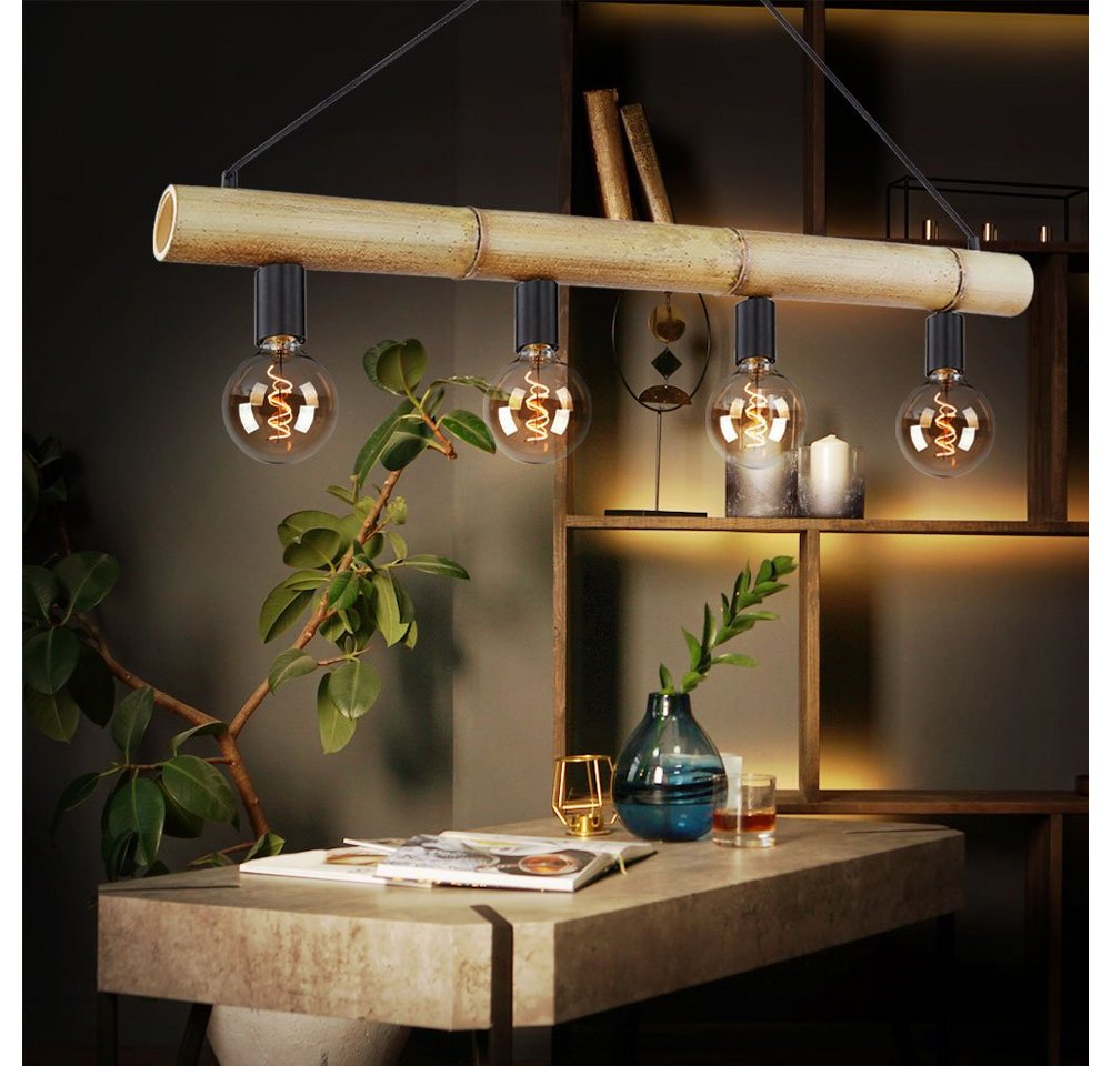 etc-shop LED Pendelleuchte, Leuchtmittel inklusive, Warmweiß, Decken Pendel Lampe Filament natur Wohn Ess Zimmer von etc-shop