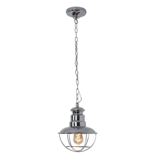 etc-shop Hängeleuchte Gitter Pendelleuchte Esszimmerlampe Industriell Hängelampe Käfig silber, Fernbedienung dimmbar, 1x RGB LED 8,5W 806Lm warmweiß, DxH 25,5x95 cm von etc-shop