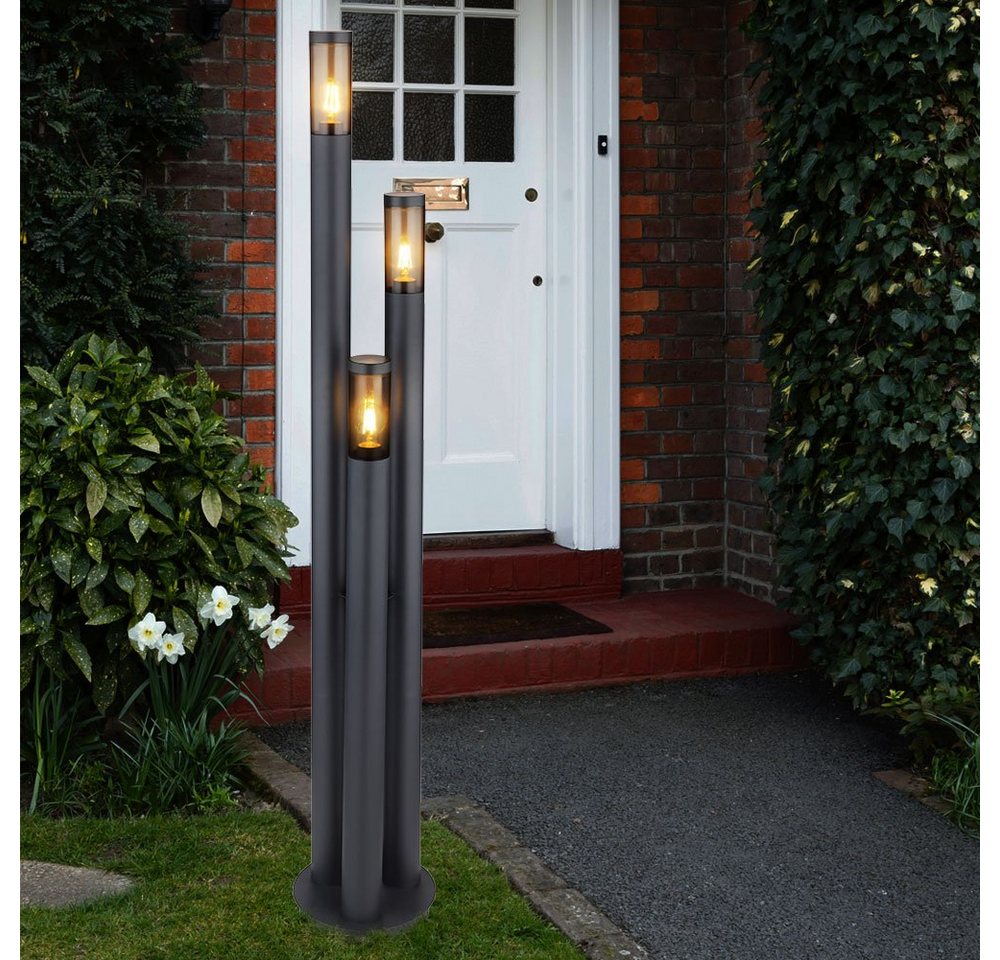 etc-shop LED Außen-Stehlampe, Leuchtmittel inklusive, Warmweiß, Außenleuchte Stehlampe Wegeleuchte außen Gartenlampen schwarz braun von etc-shop