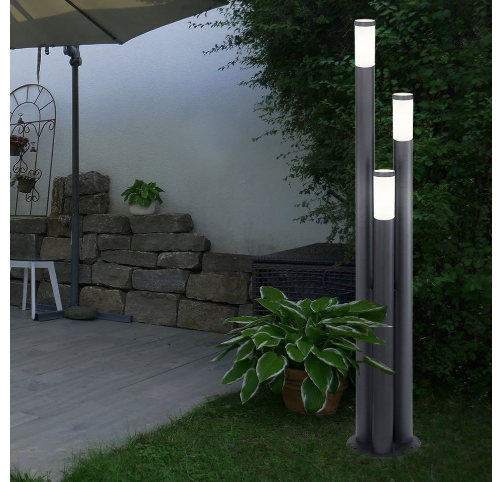 etc-shop Sockelleuchten, Leuchtmittel nicht inklusive, Säulenleuchte für Außen 170 cm Garten Stehlampe Edelstahl Standleuchte von etc-shop