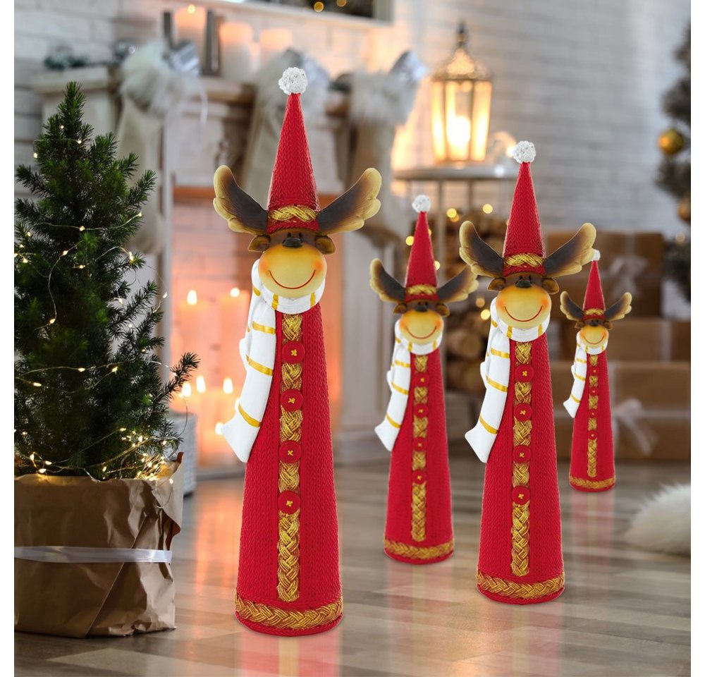 etc-shop LED Dekolicht, Weihnachtsdeko Rentier Dekofigur Weihnachten Advent Strickoptik 4x von etc-shop