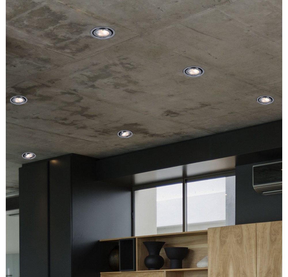 etc-shop LED Einbaustrahler, Leuchtmittel inklusive, Warmweiß, 6er Set Einbau Decken Lampen Wohn Zimmer Spot Beleuchtung ALU von etc-shop