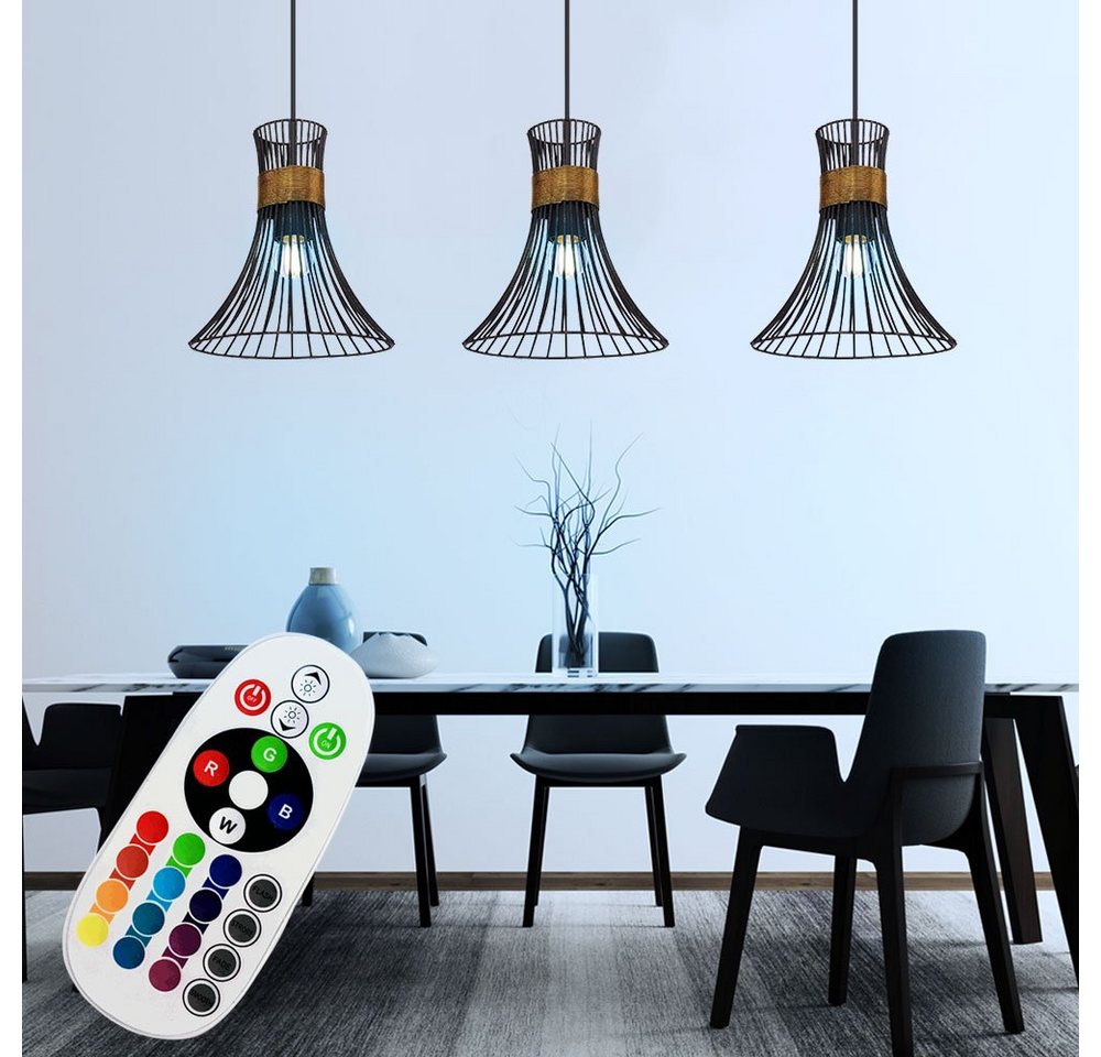 etc-shop LED Pendelleuchte, Leuchtmittel inklusive, Warmweiß, Farbwechsel, Stab Design Pendel Decken Leuchte DIMMBAR Fernbedienung Hänge Lampe von etc-shop