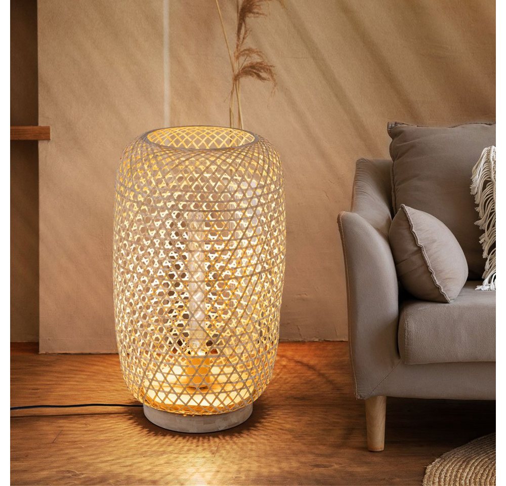 etc-shop LED Stehlampe, Leuchtmittel inklusive, Warmweiß, Stehleuchte Bambus Rattan Stehlampe Bambus Lampe natur von etc-shop