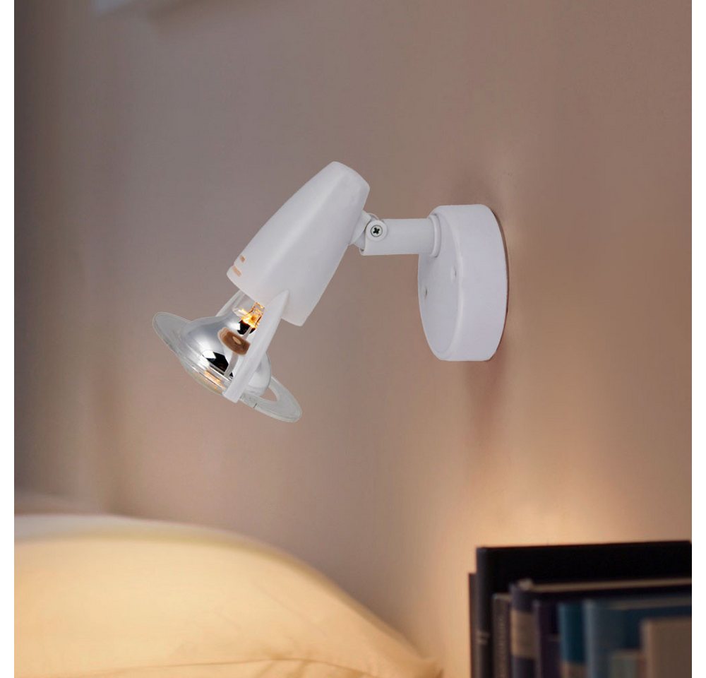 etc-shop Wandleuchte, Leuchtmittel nicht inklusive, Wandlampe Schlafzimmerleuchte Kunststoff weiß Spot beweglich H 12 cm von etc-shop