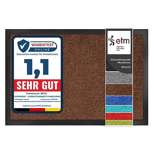 etm Schmutzfangmatte ColorLine | Türmatte in vielen Größen | Fußmatte für Innenbereich | Rutschfester Teppich für Flur, Haustür, Eingang, Eingangsbereich, Vorzimmer - Braun 120x180 cm von etm