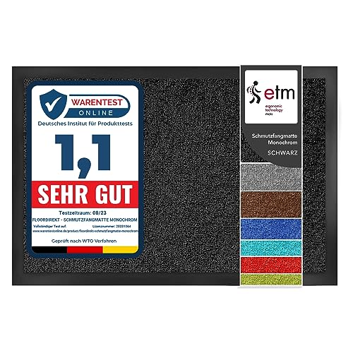 etm Schmutzfangmatte ColorLine | Türmatte in vielen Größen | Fußmatte für Innenbereich | Rutschfester Teppich für Flur, Haustür, Eingang, Eingangsbereich, Vorzimmer - Schwarz 120x180 cm von etm