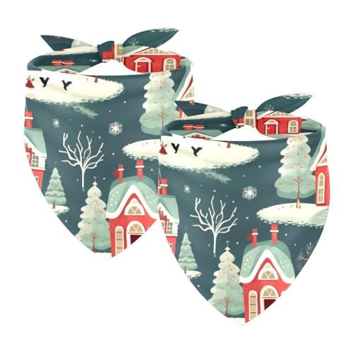 Hundehalstücher mit Weihnachtsbaum-Motiv, waschbar, dreieckig, für kleine, mittelgroße und große Hunde, Katzen, Haustiere, 2 Stück von etoenbrc