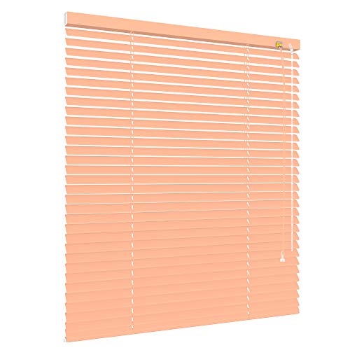 Alu Jalousie viele Größen und Farben Aluminium Lamellen Rollo Faltrollo Jalousette Wandmontage Deckenmontage Tür Fenster Sonnenschutz Sichtschutz Blendschutz Hitzeschutz (240 x 160 cm, Apricot) von etusimo