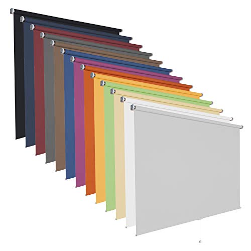 Springrollo Mittelzugrollo Schnapprollo viele Größen und Farben Stoff Rollo Vorhang Blickdicht halbtransparent lichtdurchlässig Fenster Sonnenschutz Sichtschutz Blendschutz (100 x 230 cm, Limone) von etusimo