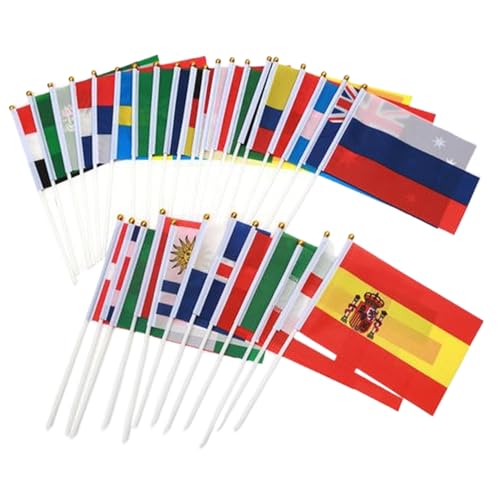24pcs/Set kleine Flaggen auf Sticks 6x8in 24 Nationen Handheld Mini Stick Flags der Welt für Paraden, Sportwettbewerbe, internationale Feiertage von eurNhrN