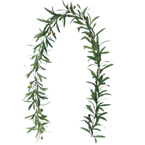 Olivengirlande, 73 -Zoll -Olivenblattgirlande, künstliche Olivenzweig Girlande, tragbare Grüngirland von eurNhrN