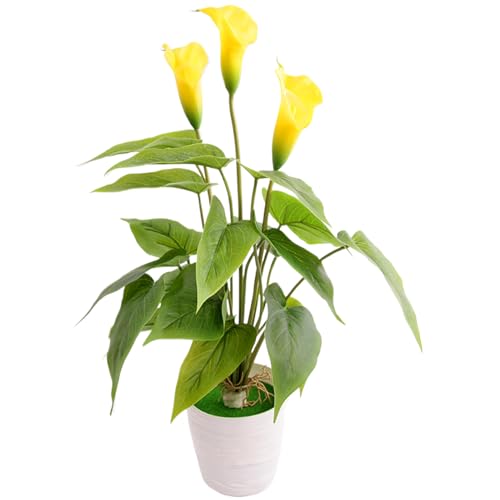 eurNhrN Calla Lily Künstliche Blumen mit Topf, 18 Zoll weiche PVC -Künstliche Blumen, gefälschte Hauspflanzen für Home Kitch Office Tischdekor gelb von eurNhrN