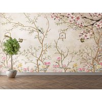 Chinoiserie Tapete, Zweige, Blumen Und Vögel Chinoserie China Stil Tapete von evidecom