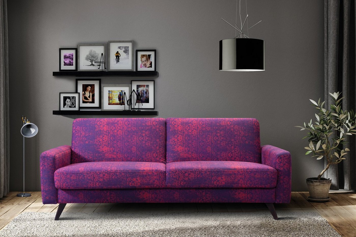 exxpo - sofa fashion 3-Sitzer, mit Schlaffunktion, Bettkasten und Holzfüße von exxpo - sofa fashion