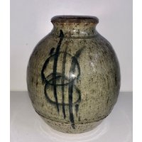 Vintage Keramik Kunst Vase Studio Abstrakte Gesprenkelte Glasur Unkraut Topf Knospe Hippie Boho Dekor Verkauf von familyjewelsatlanta