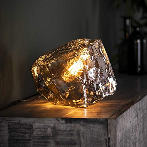 famlights Industrie Tischlampe Esstisch Jakub Glas Wohnzimmerlampe/Nachttischlampe Vintage Schlafzimmer Wohnzimmer/Designer Tischlampe E27 / Kristall LED Lampe Tisch/Kristall Nachttischlampe von famlights