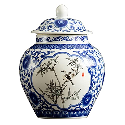 fanquare Jingdezhen Klassische Blaue und Weiße Porzellanglasvase, Glückliches Lotus Muster, Handgemachte Vase, Höhe 23cm (Grün) von fanquare