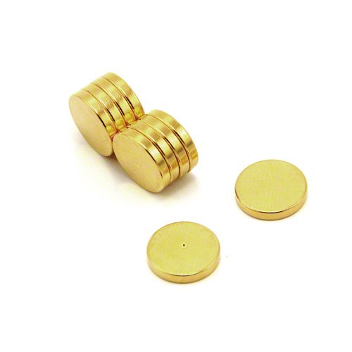 First4magnets 12mm Durchmesser x 2mm dicken Gold Plated Therapie Magnet-Grübchen auf North Face (Packung mit 10), Metall, Silver, 25 x 10 x 3 cm, Einheiten von first4magnets