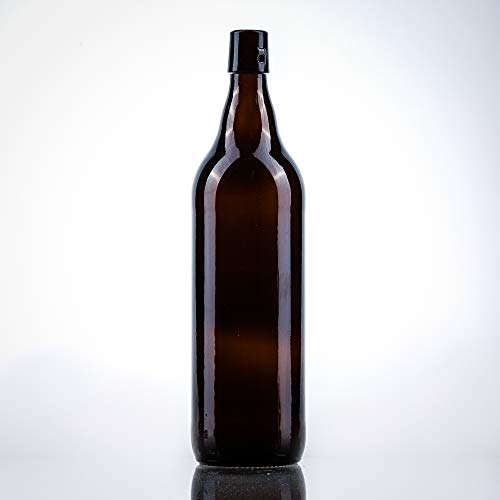 12 x Bierflaschen 1 l inkl. passenden Bügelverschluss – 12 Glasflaschen 1l im Bundle perfekt geeignet als Einmachflaschen 1l, Schnapsflaschen 1l. von BAUER