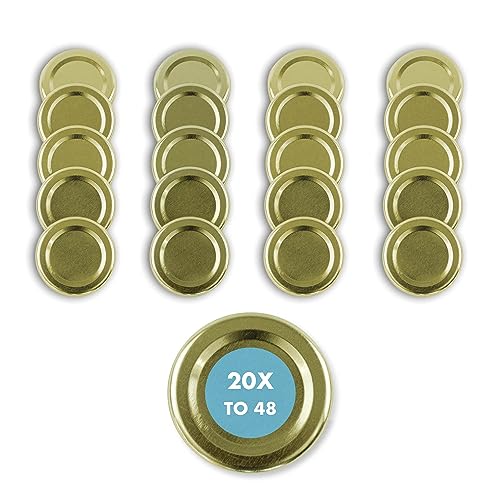 20 Stück Ersatzdeckel TO 48 I Mehrfarbige Twist-Off-Deckel 48 mm I für Gläser zur Aufbewahrung von Bevorratung,Deckel für Einmachgläser. Marmeladegläser, Honiggläser, Feinkostgläser von BAUER