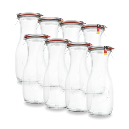 flaschenbauer.de WECK 8er Set 0,5L Leere Glasflasche inkl. Verschluss und Dichtung - Zum selbst befüllen von Milchflaschen von BAUER