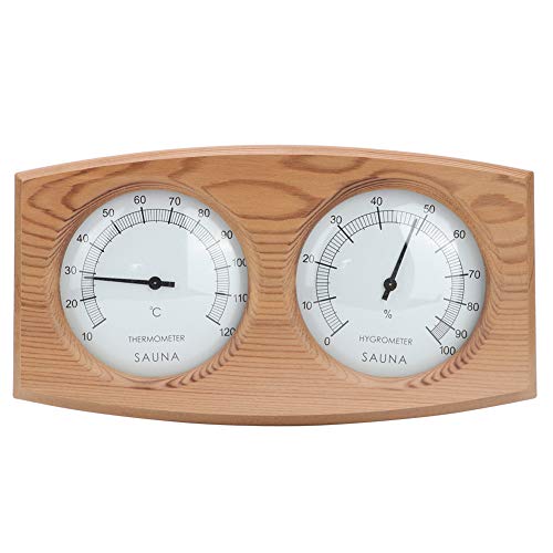 flexman 2 in 1 Sauna Thermometer, Doppelzifferblatt Sauna Thermometer Hygrometer aus Holz, Temperatur Feuchtigkeitsmonitor für die Sauna Dekoration von flexman