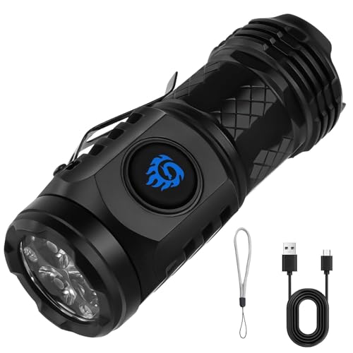 flintronic Mini Taschenlampe mit dreiäugigem Monster, TYP-C Aufladbar LED Taschenlampe Klein, 5 Lichtmodi, Wasserdichte Taschenlampen, LED Handlampe für Kinder, Camping, Outdoor, Wandern, Notfall von flintronic