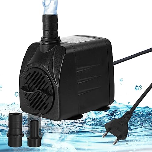 flintronic Aquariumpumpe Aquarium Pumpe, 16W Wasserpumpe, 800L/H Tauchpumpe Teich Brunnen Pumpe Widersteht Trockenes, Garten Keine Geräusch für Teich Brunnen, mit 2 Düsen, 16W Kabel 1.4m von flintronic