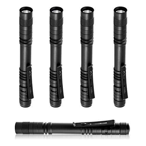 flintronic Taschenlampe LED Mini, 200 Lumens LED Pen Light Taschenlampe 5 Stk Stift Licht Wasserdicht Mini Fackel mit XPE-R3 LED für Camping/Wandern/Haushalt, 2*AAA-Batterien(nicht enthalten) von flintronic