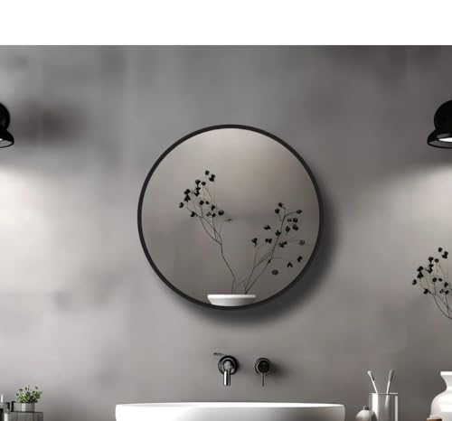 floradesign Flora Fulya Badezimmerspiegelschrank, rund, Schwarz von floradesign