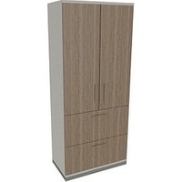 fm Aktenschrank Oldenburg, 4260649684795 weiß, eiche natur 2 Fachböden 80,0 x 44,2 x 186,9 cm von fm