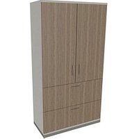 fm Aktenschrank Sidney, 4260429769896 weiß, eiche natur 2 Fachböden 100,0 x 44,2 x 186,9 cm von fm