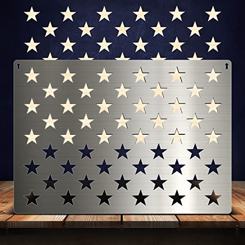 Amerikanische Flagge 201 Edelstahl 50 Sterne Schablone und 13 Sterne 1776 Standardvorlagen, zum Schnitzen von Sternen auf Holz, Stoff, Papier, Wände, Künstlerzeichnung (50 Sterne Schablone, groß) von folconroad