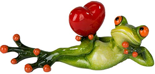 formano Dekofigur Dekofrosch lustiger Frosch Kunststeinfroschfigur mit Herz liegend 16 cm Gross Geschenkidee Dekoration von formano